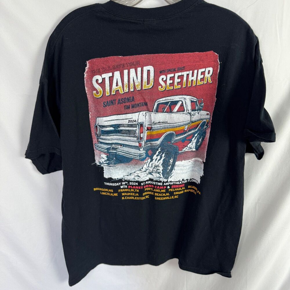 Staind Seether Men's Concert T-Shirt Size Large Black Rock Band - Picture 4 of 6
